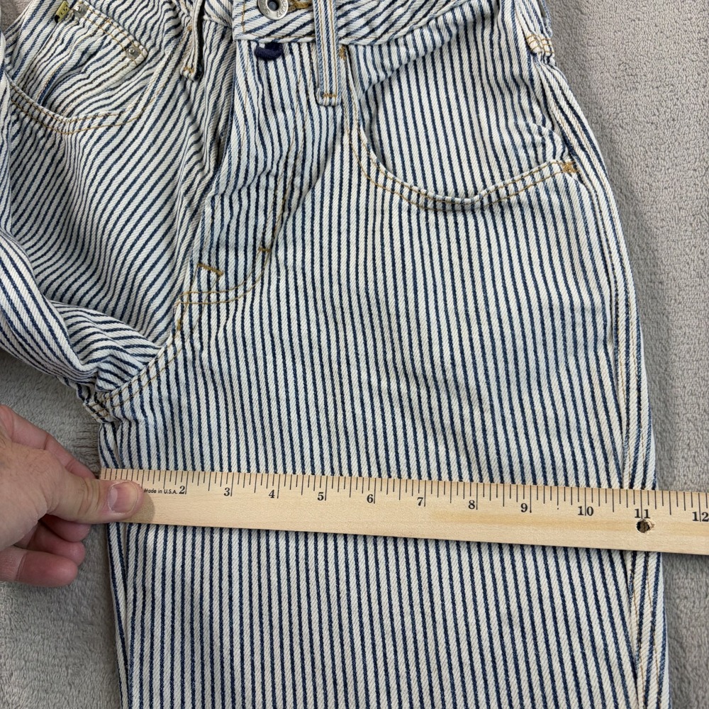 Vintage Esprit Mom Jeans Women 3/4 (24x29) Blue Railroad Striped Made in USA 80s - Picture 11 of 13